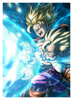 Dragon Ball Z Father Son Kamehameha Goku and Gohan Manga Panel